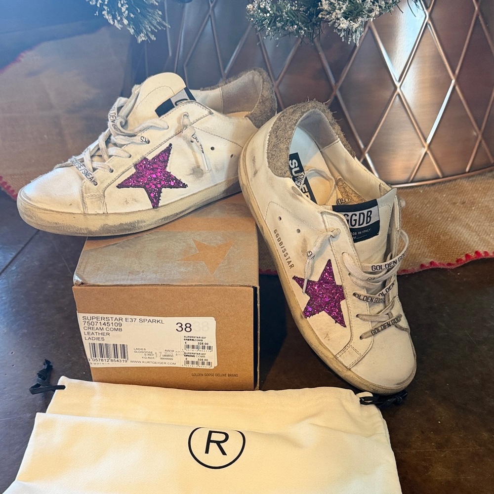 Golden Goose Superstar Sneakers with Purple Star